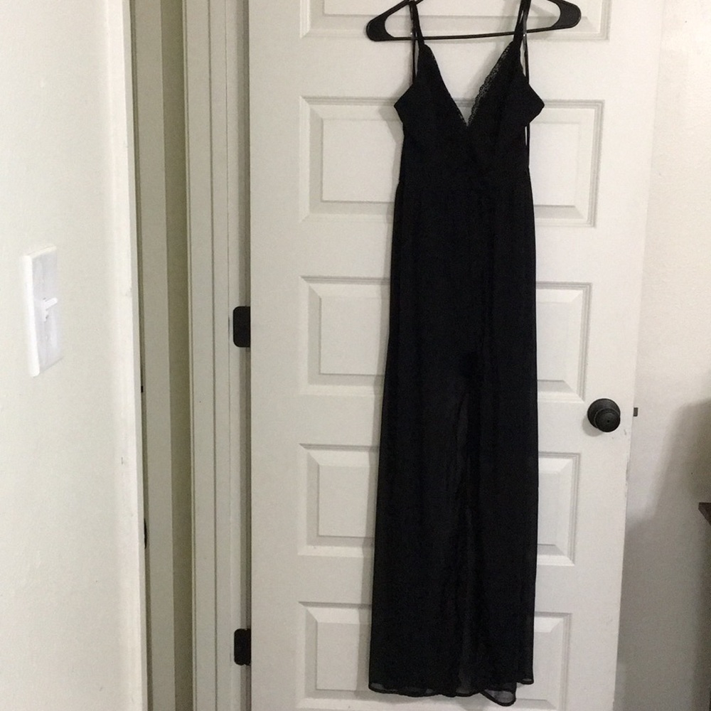 Privy Sheer Mesh Chiffon Romper Maxi Dress